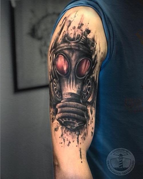 gas mask tattoo